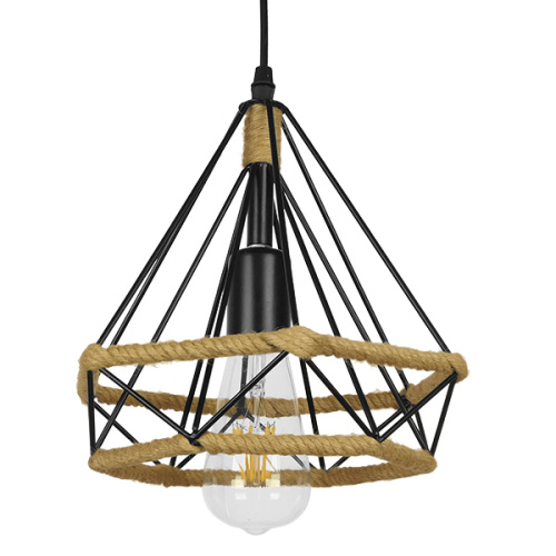 GLOBOSTAR® FLUTED 01421 Vintage Κρεμαστό Φωτιστικό Οροφής με Ντουί 1 x E27 AC 220-240V IP20 - Μαύρο & Μπεζ - Μ25 x Π25 x Y24cm