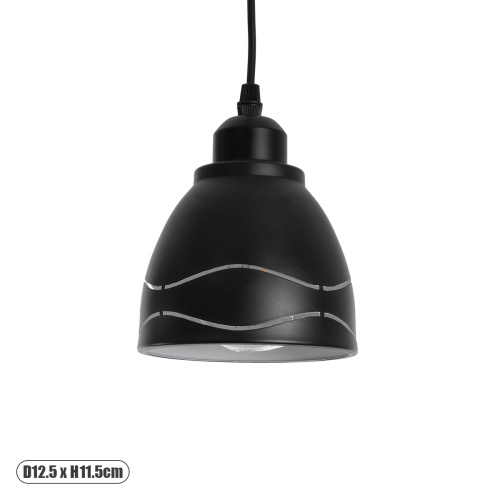 GLOBOSTAR® COOLIE 01477 Μοντέρνο Κρεμαστό Φωτιστικό Οροφής με Ντουί 1 x E27 AC 220-240V IP20 - Μαύρο & Ασημί - Μ12.5 x Π12.5 x Υ11.5cm