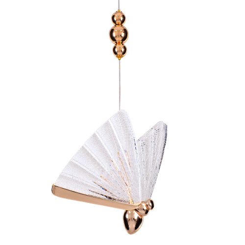 GLOBOSTAR® BUTTERFLY 01650 Μοντέρνο Κρεμαστό Φωτιστικό Οροφής LED 10W 800lm 360° AC 220-240V IP20 Θερμό Λευκό 2700K - Lumileds SMD Chip - Ροζ Χρυσό & Διάφανο - Μ20 x Π17 x Y24cm - 2 Χρόνια Εγγύηση