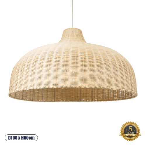 GLOBOSTAR® AFURU 01829 Boho Κρεμαστό Φωτιστικό Οροφής με Ντουί 1 x E27 AC 220-240V IP20 - Μπεζ - Μ100 x Π100 x Υ60cm