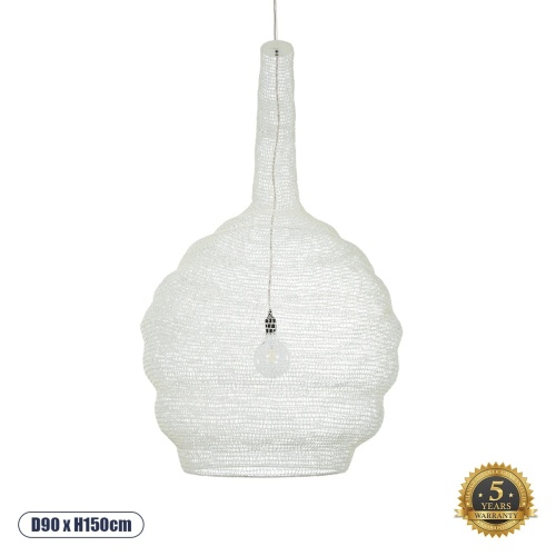 GLOBOSTAR® KENTUCKY 01886 Vintage Κρεμαστό Φωτιστικό Οροφής με Ντουί 1 x E27 AC 220-240V IP20 - Λευκό - Μ90 x Π90 x Υ150cm