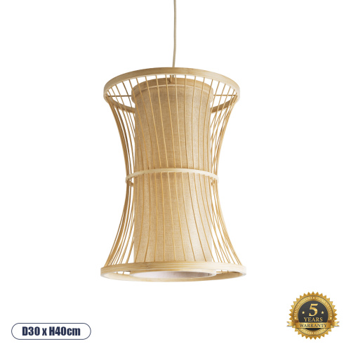 GLOBOSTAR® HIBISCUS 01932 Boho Κρεμαστό Φωτιστικό Οροφής με Ντουί 1 x E27 AC 220-240V IP20 - Μπεζ - Μ30 x Π30 x Υ40cm