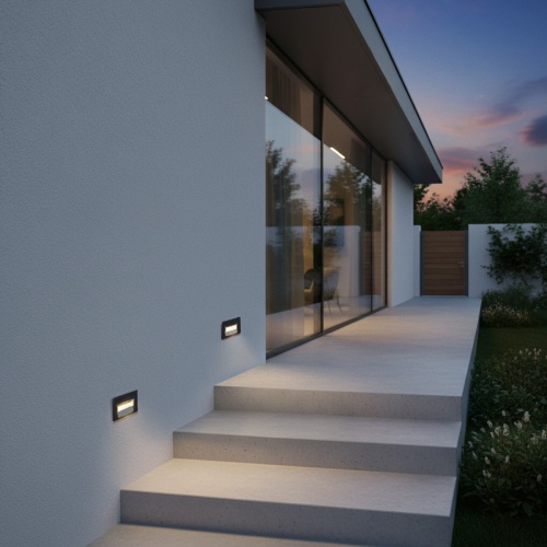 kelvo® STEPART KLV-101-0080 Χωνευτό Φωτιστικό Σκαλοπατιού / Διαδρόμου LED 3W 375lm 45° AC 220-240V Αδιάβροχο IP65 Θερμό Λευκό 2700K - Lumileds SMD Chip & TÜV SÜD Driver - Μαύρο Ματ - Μ10.5 x Π4.5 x Υ6cm / Q9.12 x 4.49cm - 5 Χρόνια Εγγύηση