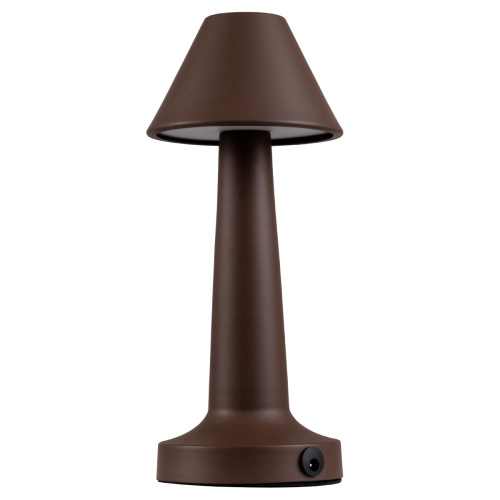 GloboStar® MOLLY 76519 Επαναφορτιζόμενο Επιτραπέζιο Φωτιστικό Πορτατίφ LED 1.5W 105lm 120° DC 5V IP44 Θερμό Λευκό 2700K Dimmable Καφέ Αλουμίνιο - Μ10 x Π10 x Υ23cm - 2 Xρόνια Εγγύηση