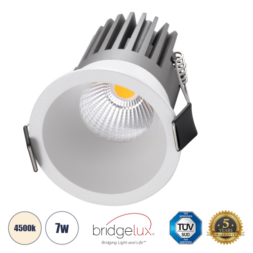 GLOBOSTAR® MICRO-B 60242 Χωνευτό Downlight Σποτ LED 7W 910lm 38° AC 220-240V IP20 Φυσικό Λευκό 4500K - Bridgelux COB Chip & TÜV SÜD Driver - Λευκό Ματ - Μ6 x Π6 x Υ7.8cm / Q5cm - 5 Χρόνια Εγγύηση