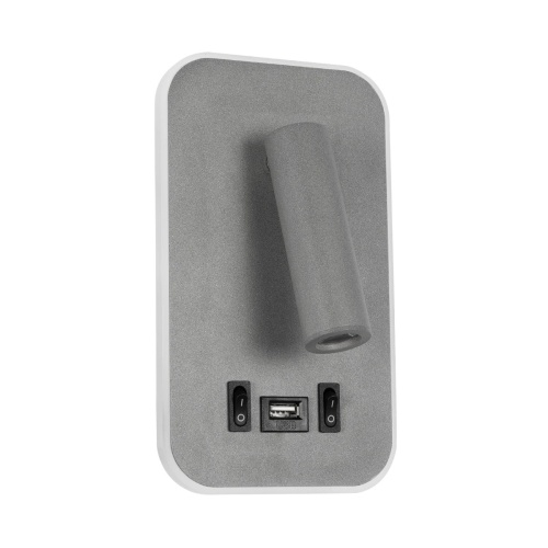 GLOBOSTAR® LADY-O 61365 Μοντέρνο Φωτιστικό Τοίχου - Απλίκα Ξενοδοχείου Reading Light με Φορτιστή USB 3A LED 10W 1000lm 36° & 360° AC 220-240V IP20 Φυσικό Λευκό 4500K - Bridgelux COB Chip & TÜV SÜD Driver - Γκρι Ματ - Μ10.5 x Π10 x Υ18.5cm - 3 Χρόνια Εγγύηση