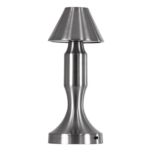 GloboStar® LUNNA 76478 Επαναφορτιζόμενο Επιτραπέζιο Φωτιστικό Πορτατίφ LED 1.5W 105lm 120° DC 5V IP44 CCT Ultra Θερμό 1500K - Φυσικό Λευκό 4500K - Ψυχρό Λευκό 6000K Dimmable Ασημί Πλαστικό - Μ9 x Π9 x Υ23cm - 2 Χρόνια Εγγύηση