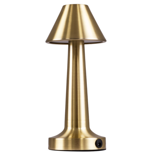 GloboStar® MOLLY 76518 Επαναφορτιζόμενο Επιτραπέζιο Φωτιστικό Πορτατίφ LED 1.5W 105lm 120° DC 5V IP44 Θερμό Λευκό 2700K Dimmable Χρυσό Αλουμίνιο - Μ10 x Π10 x Υ23cm - 2 Xρόνια Εγγύηση