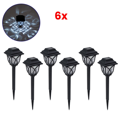 GloboStar® 85703 ΣΕΤ 6 Τεμαχίων Αυτόνομα Ηλιακά Φωτιστικά LED SMD 1W 100lm με Ενσωματωμένη Μπαταρία 600mAh - Φωτοβολταϊκό Πάνελ με Αισθητήρα Ημέρας-Νύχτας Αδιάβροχο IP65 Φανάρι Κήπου Τετράγωνο Ψυχρό Λευκό 6000K