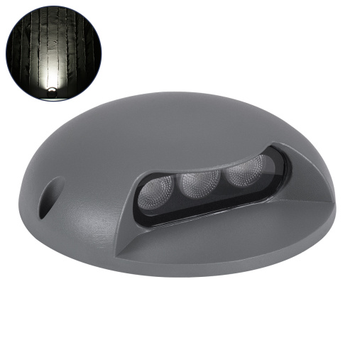 GLOBOSTAR® STEP-LUNA 90623 Αρχιτεκτονικό Φωτιστικό Διαδρόμου/Σκαλοπατιού LED 3W 345lm 10° DC 24V Αδιάβροχο IP65 Φυσικό Λευκό 4500K Dimmable - Γκρι Ανθρακί - Φ12 x Υ3cm - 3 Χρόνια Εγγύηση