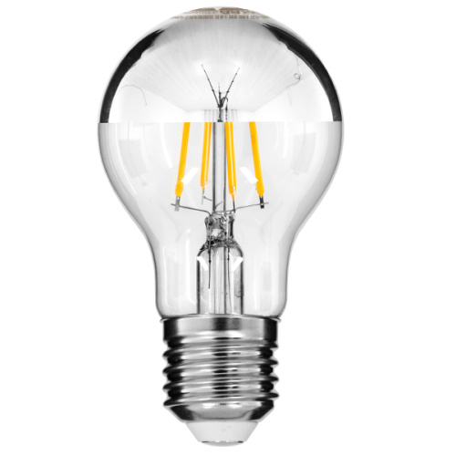 GLOBOSTAR® GLOBE 99103 Λάμπα E27 A60 LED 8W 880lm 320° AC 220-240V IP20 Θερμό Λευκό 2700K Dimmable - Filament Chip - Διάφανο με Ανεστραμμένο Καθρέπτη Νίκελ Χρωμίο - Μ6 x Π6 x Υ11cm - 3 Χρόνια Εγγύηση