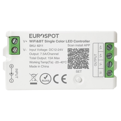 EuroSpot Led Controller Tuya Wi-Fi & RF 2.4GHz & BT για Μονόχρωμη Ταινία