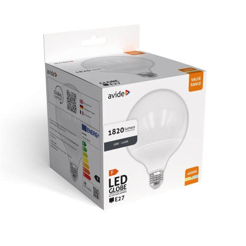 Avide Value LED G120 SMD Globe Opal E27 18W NW 4000K