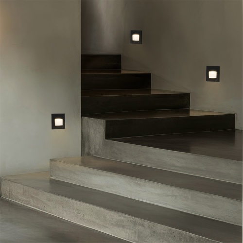 kelvo® STEPART KLV-101-0077 Χωνευτό Φωτιστικό Σκαλοπατιού / Διαδρόμου LED 3W 375lm 45° AC 220-240V Αδιάβροχο IP65 Θερμό Λευκό 2700K - Lumileds SMD Chip & TÜV SÜD Driver - Μαύρο Ματ - Μ8.5 x Π5 x Υ8.5cm / Q6.72 x 6.72cm - 5 Χρόνια Εγγύηση