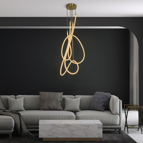 kelvo® GLOW KLV-101-0154 Φωτιστικό Οροφής LED 85W 8500lm 360° AC 220-240V IP20 Ρυθμιζόμενο Λευκό CCT με Χειριστήριο από 2700K έως 6000K Dimmable - Lumileds SMD Chip - Χρυσό Πλατίνα - Μ100 x Π100 x Υ140cm - 3 Χρόνια Εγγύηση