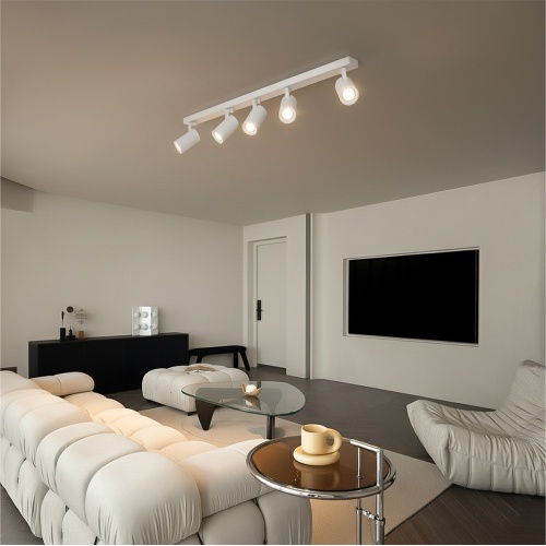 kelvo® SPOTA KLV-101-0143 Κινούμενο Φωτιστικό Σποτ Οροφής για 5 Λάμπες MR16 με Ντουί GU10 AC 220-240V IP20 - Λευκό Ματ - Μ79.5 x Π6.3 x Υ14cm