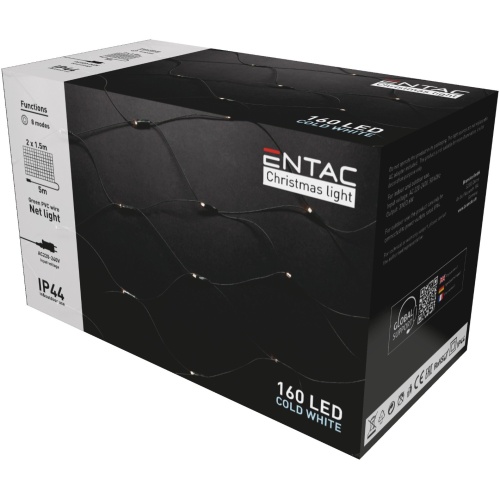 Entac Χριστουγεννιάτικα Λαμπάκια IP44 Net 160 LED 2x1.5m Ψυχρό Λευκό