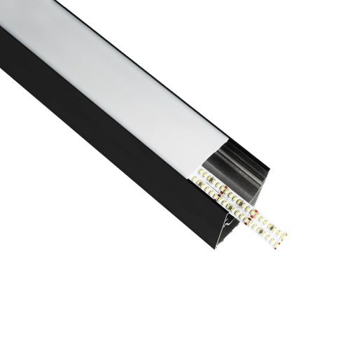 GLOBOSTAR® ALP-LINEAR BRIGHTRAIL 61775-3M Επιφανειακό / Κρεμαστό / Επιτοίχιο Προφίλ Αλουμινίου με Λευκό Γαλακτερό Πατητό Κάλυμμα για Ταινίες LED IP20 - Μαύρο Ματ - Μ300 x Π5 x Υ7.5cm