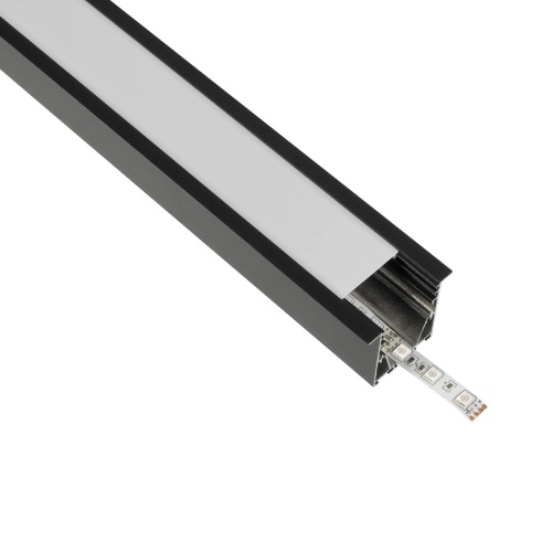 GLOBOSTAR® ALP-LINEAR RECESSA 61786-3M Χωνευτό Προφίλ Αλουμινίου με Λευκό Γαλακτερό Πατητό Κάλυμμα για Ταινίες LED IP20 - Μαύρο Ματ - Μ300 x Π3.5 x Υ4cm