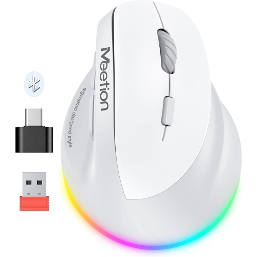 Meetion MT-BTM010R Δεξί Εργονομικό Ασύρματο Ποντίκι Λευκό + Γκρι