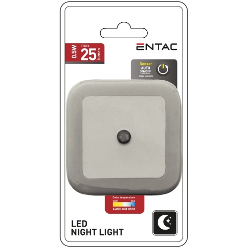 Entac Φωτάκι Νυκτός 0.5W Τετράγωνο Ψυχρό Άσπρο