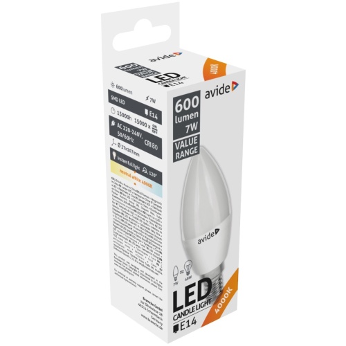 Avide LED Κερί 7W E14 Λευκό 4000K Value