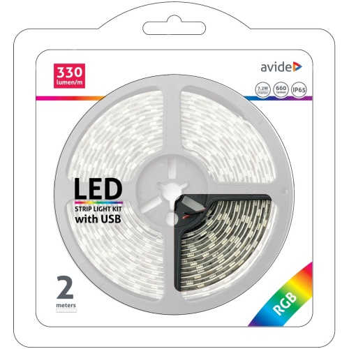 Avide LED Ταινία Blister  5V 7.2W SMD5050 30LED RGB IP65 2m