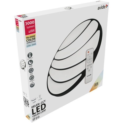 Avide LED Μοντέρνα Πλαφονιέρα Οροφής Helen-CCT 48W με Τηλεχειριστήριο