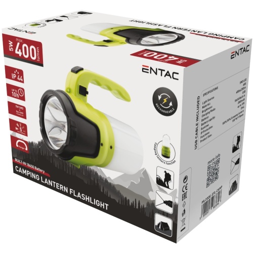 Entac Φακός 5W με Λειτουργία Λάμπας Κάμπινγκ