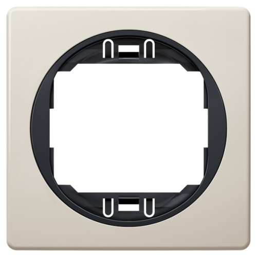 EON E6801.9E One-gang frame 80x80, beige with black holder