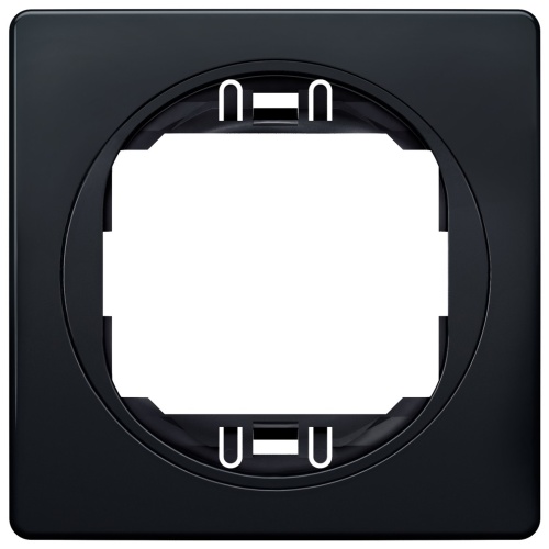 EON E6801.E1E One-gang frame 80x80, soft-touch black with black holder