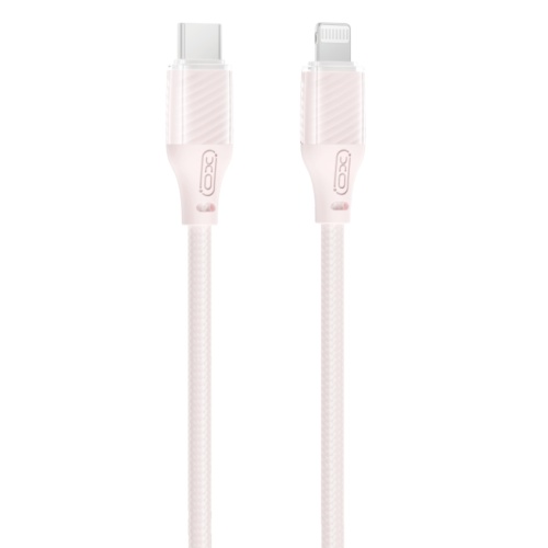 XO NB-Q291A Καλώδιο Φόρτισης & Μεταφοράς Δεδομένων Lighting σε Type-C Πλεκτό 27W Ροζ 1m