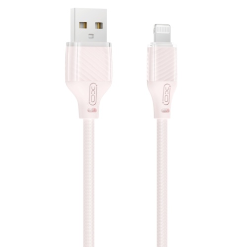 XO NB291 Καλώδιο Φόρτισης & Μεταφοράς Δεδομένων USB-A σε Lighting Πλεκτό 6A Ροζ 1m