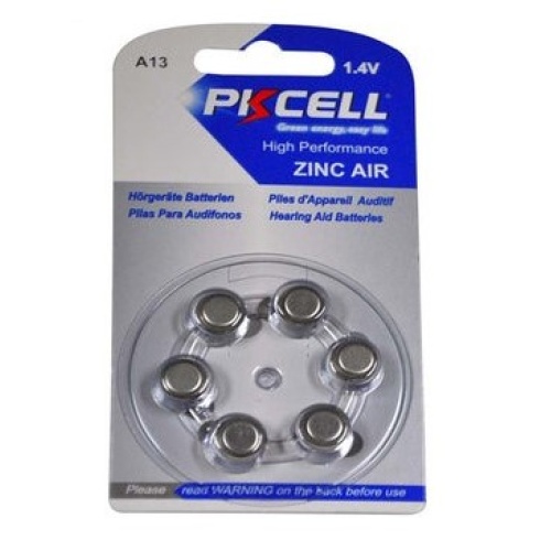 Pkcell 1.4V Zinc Air Μπαταρία Ακουστικών Βαρηκοΐας A13 6τμχ