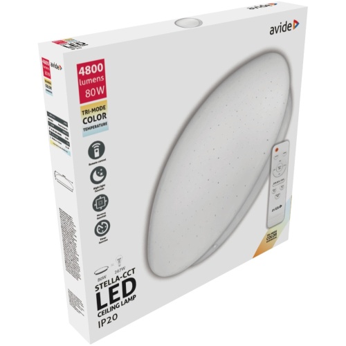 Avide LED Μοντέρνα Πλαφονιέρα Οροφής Stella-CCT 80W (40+40) με Τηλεχειριστήριο